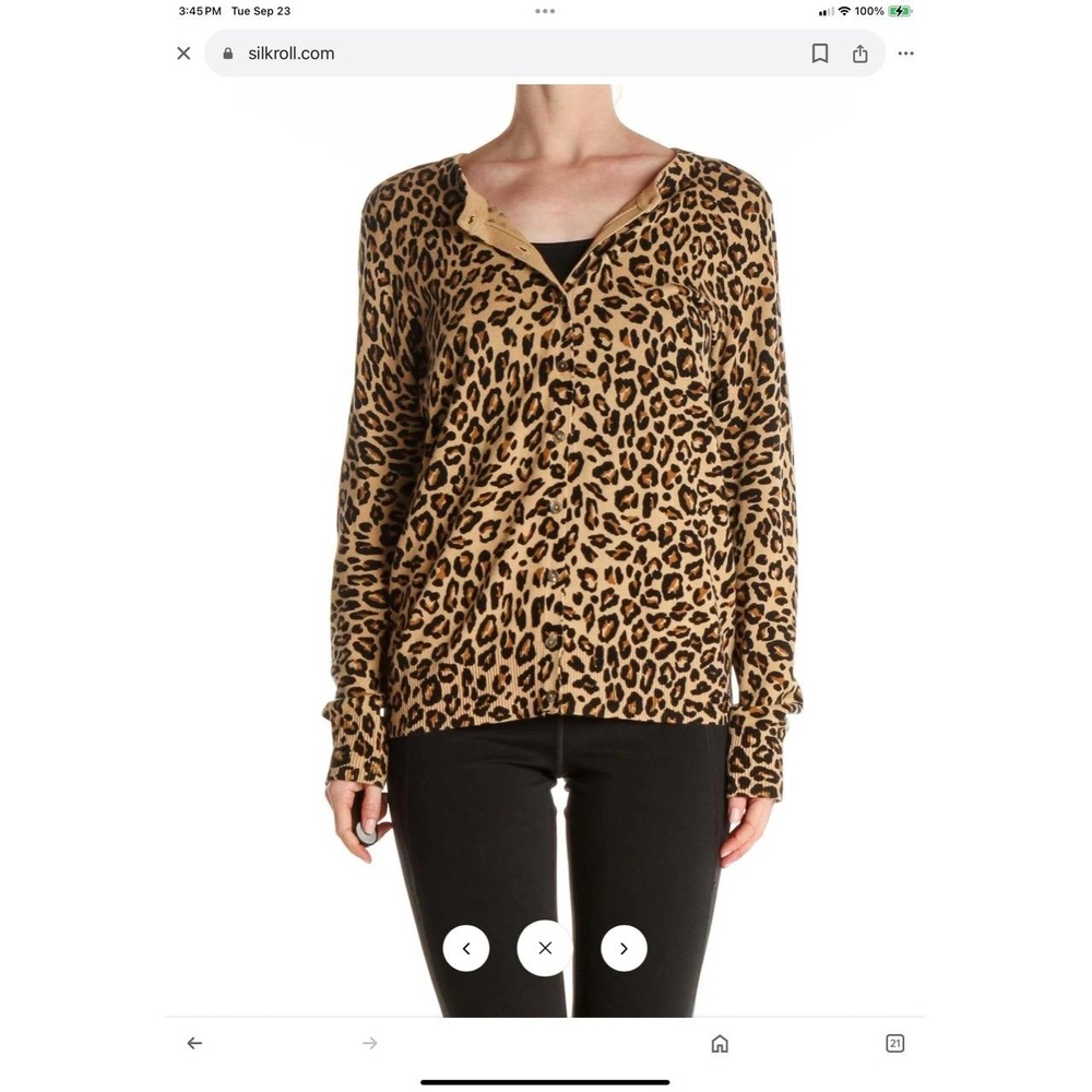 Croft and Barrow Beige Leopard Animal Print Cardigan Sz  2X